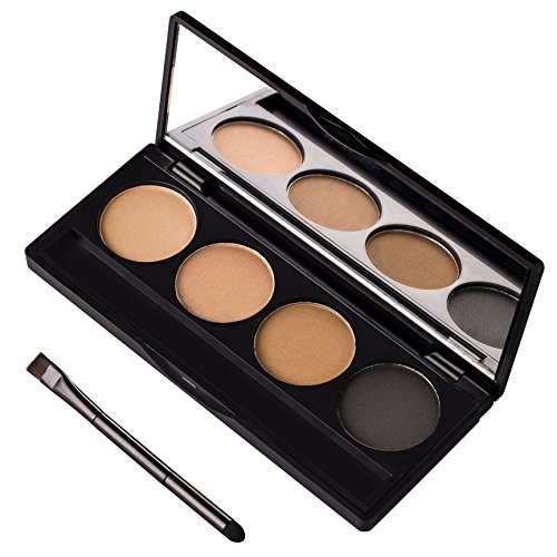 VALUE MAKERS® 4 Farben-Augenbrauen-Puder-Paletten-kosmetische Verfassungs-Shading-Kit mit Pinsel Spiegel-Schmink Wasserdicht mit 4X Augenbrauen Schablonen - 3