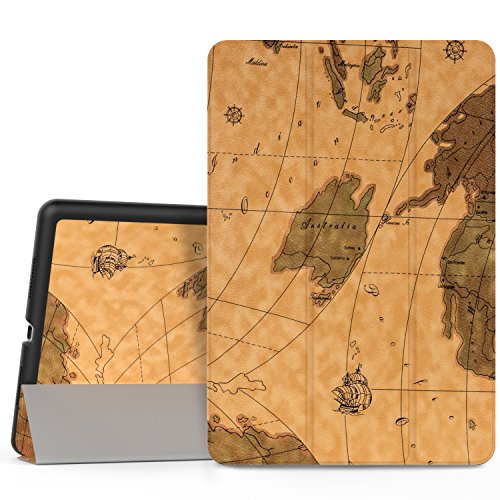 MoKo Hülle für iPad Pro 9.7 - Ultra Lightweight Slim PU Leder Tasche Schutzhülle Schale Smart Shell Case mit Auto Schlaf / Wach Funktion und Standfunktion für Apple iPad Pro 9.7 Zoll Tablet, Landkarte H