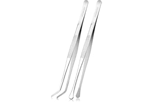 OGIBRIDI Pinze Cucina Alimenti Pinzette da Barbecue in Acciaio Inossidabile Pinzette da Cucina Lunghe Pinza Chef Professionali di Alta Precisione per Spaghetti Bistecca Dessert e Cocktail Decorazione 2Pz 30cm