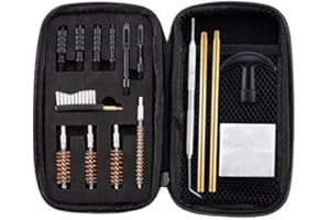 BOOSTEADY Kit de limpieza universal para pistola de mano .22.357/.38/9 mm. Kit de limpieza de pistola de calibre 45 con cable recubierto flexible y botella vacía en estuche con cremallera