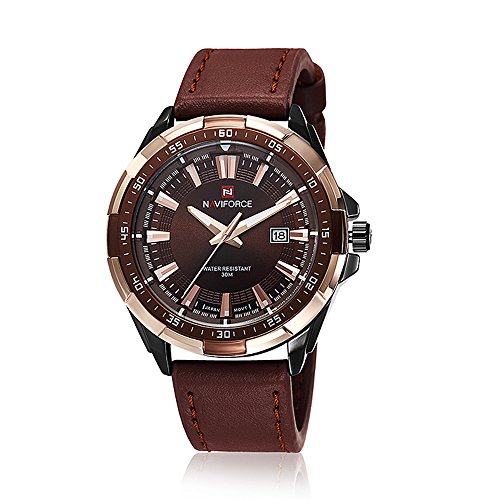 naviforce New Herren Quarz Stunden Datum Uhr Herren Casual Sports Uhren Herren Leder Handgelenk Military Armbanduhr (Gold Braun) naviforce New Herren Quarz Stunden Datum Uhr Herren Casual Sports Uhren Herren Leder Handgelenk Military Armbanduhr (Gold Braun)