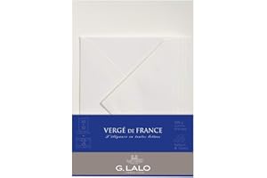 Clairefontaine ES G. Lalo 61400l conjunto 10 hojas y 5 sobres Verge de France A5, 21.30 X 16.30 x 0.80 cm, color blanco