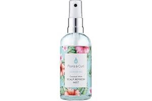 Flora & Curl Coconut Mint Scalp Refresh Mist 100 ml, trockenes Kopfhautspray für Frauen, mit beruhigenden Pflanzenstoffen, kühlende Kopfhautentlastung