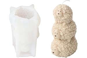 Xidmold 3D Stacking Sheep Candle Mould, Sheep Silicone Mould for Fondant, Chocolate, Cake Decor, Candle, Soap, Polymer Clay, Plaster Ornament, Resin Art (Sheep)