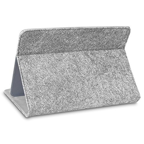 Robuste Filz Hülle für Ihr 9.7 – 10.1 Zoll Tablet aus hochwertigem Kunstleder mit umweltfreundlichem Filz Farbe Grau designt praktischer Standfunktion kombiniert Schutz und Design Schutztasche Stand Tasche Cover Case von NAUC - 3