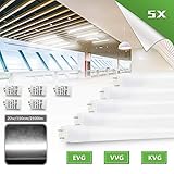 Lieferumfang: 5 x LED-Leuchtmittel / LED-Röhre mit Starter, 1,5m Länge, Tageslicht 6000 Kelvin , Stecksockel mit G13-Fassungund für Netzspannung, nicht dimmbar, keine UV-Strahlung, keine Infrarot-Strahlung und frei von umweltschädlichem Quecksilber.