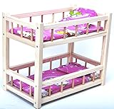 cuna litera para gemelos  Direct Global Litera de Madera para muñecas con colchones y Almohadas / Juguetes de Madera / muñecas Cuna 36 cm