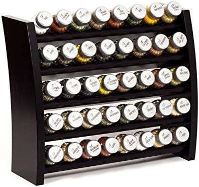 40 Jar Wooden Kitchen Spice Rack filled with Herbs and Spices + 2 Glass Jars Absolutely FREE! Made In EU- Poland- 40F-venge, satin caps