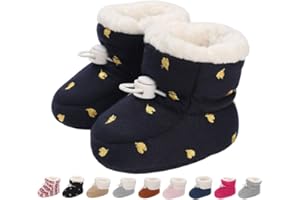 MONSTOYO Baby Winterschuhe Wärme Babyschuhe Winter Anti-Rutsch Verstellbare Neugeborene Schneeschuhe Lauflernschuhe Gefütterte Thermo Fleece Krabbelschuhe Hausschuhe Winterstiefel 0-18 Monate