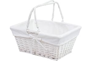 JVL White Split Willow Shopping Storage Basket with Lining