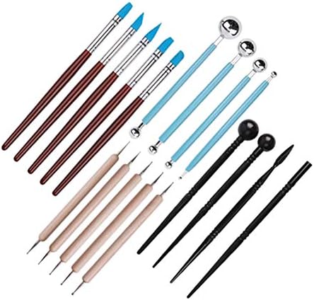 Polymer Clay Tools, Modelling Clay Pottery Clay Sculpting Tools, Wooden Dotting Tools, Ball Stylus Tool, Plastic Pottery Tools Set, 18 Pcs