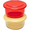 Tupperware Preludio Polycarbonate Transparent Solid Serving and Storage Bowl 450ml ( Red and Yellow) - 2pc