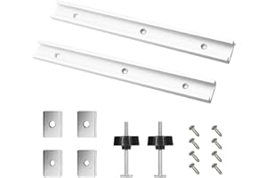 YUANYUU 2 Stück T Nut Gleitschiene M8/M6, 400mm Aluminium T Profil Stahl, T-Track Schiene, T-Track, Montageschiene, mit M8/M6 Schieber, M8 Kunststoffgriff, 8 Schrauben, Holzbearbeitungswerkzeug