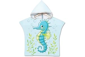 Chickwin Poncho de Bain à Capuche Enfants, Microfibre Serviette de Bain Enfants Serviette de Plage Cape de Bain Super Doux Poncho à Capuche pour Filles Garçons de 2 à 8 Ans