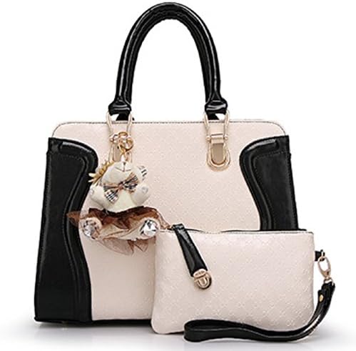 Ladies Designer Leather Handbag Celebrity Tote Panda Shoulder Satcel Faux Bag (Black)