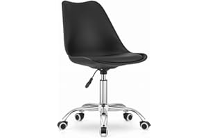 NMK HOME Silla Oficina con Ruedas 360 °- Cadeira Escritorio para Sala de Estudio - Fácil de Montar y Base Cromada
