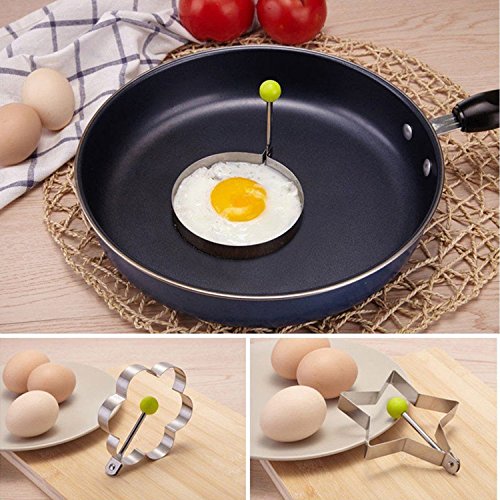 6 Edelstahl Bratring Antihaft-Ei Ringe Kochen Egg Fried Pancake Omeletts Form Ringe Küche Werkzeug Pancake Ringe - 3