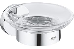GROHE Start Porte Savon avec Support pour Salle de Bain, Fixations Cachées, A Coller avec GROHE QuickGlue ou à Visser, Chromé, 41193000