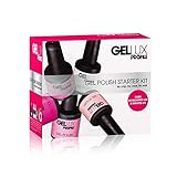 Salon System Profile LED UV Gellux Gel Polish Starter Kit 0212668 - Gel Polish, Acetone Remover, Nail Oil, Nail File, Fast Bond, Top/Base Coat