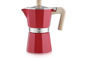 Sivaphe Espresso Kaffeemaschine 6Tassen/300ml Aluminium Moka Kanne,Coffee Maker Moka Pot für Herdplatte, Gas & Elektroherd geeignet, hitzebeständiger Griff,Rot