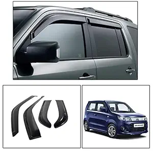 ARUN Car Rain Wind Door Visor Side Window Deflector for Maruti Suzuki Wagon-R 2010-18 (Set of 4), Black