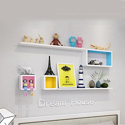 Wall Shelf DWW Wall shelves creative lattice punch-free multi-compartment density board floating wall display