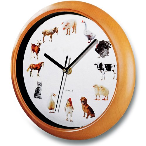 Wanduhr Tierstimmen 25x4 cm - Tierstimmenuhr Lernuhr mit Tierstimmen