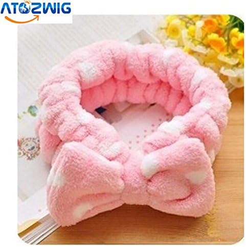 ATOZWIG Big Bow Dot Striped Soft Hair Band Head Wrap Headband Bath Spa Headband Make