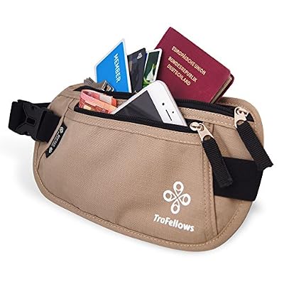TraFellows Sac banane femme homme | Ceinture cache billet | Pochette ceinture pour voyage & sport | Sacoche anti-vol avec protection RFID – protégez argent, papiers, clés & téléphone