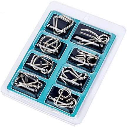 Flerise Metal IQ Puzzle Game Brain Teaser Magic Trick Toy, Educational Toy Gift for Kids and Adults, Set of 8 (2#)