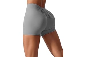 Qmttoae High Waisted Gym Shorts for Women Scrunch Butt Cycling Shorts Seamless Yoga Booty Workout Running Shorts