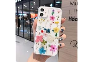 Emlivi - Custodia protettiva per iPhone 11, motivo floreale secchi, antigraffio, in silicone trasparente, per Apple iPhone 11 (6,1"), con fiori blu