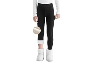 Domueay Leggings Thermiques pour Filles, Coton Chaud Legging d'hiver Doublé en Polaire, Élastique Taille Haute Fleece Pantalon Long, Enfant Adolescent Vêtements Thermiques 6-14 Ans