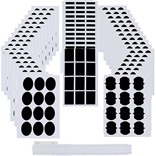 Goldge 108pc Tafel Sticker Kitchen labels Plus Kreidemarker ,Wiederverwendet Küchen Label Tafel aufkleber Zum Beschriften für Gewürzgläser Chalkboard