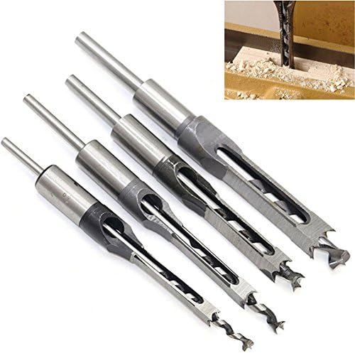 Godbless 4 Piece Mortice Chisel Set Firmer Chisel Set Wood Woodworking Drill Tool Square