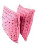 Indisch Baumwolle 40×40 Kissenhülle Sofakissen Rosa Deko spitze Pillow cover Dekorativ gestreift Zierkissenbezüge Set 2 Vintage Pillowcases By Rajrang - 3