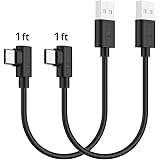 SUNGUY USB C Cable Short,【0.3m x2】Right Angle Type C Cable 90 Degree Fast Charging Lead for Samsung Galaxy S10 S9 S8 Plus/A40
