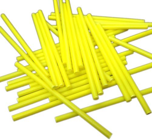 50 114mm (4.5") Yellow Plastic Lollipop Sticks for Cake Pops Lollies and Craft Projects