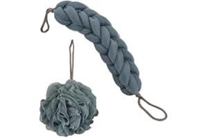 QIRUIRED Luffa-Duschschwamm 2er Set, Natürliche Netz Badeschwämme mit sanfter Peelingwirkung für Erwachsene (Dunkelblau)