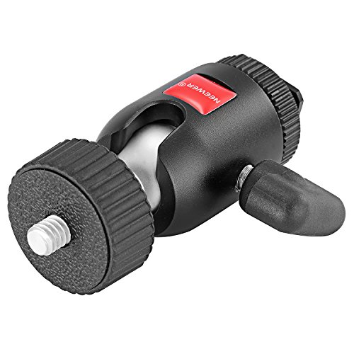 Neewer - Tornillo para trípode de 1/4 Mini Ball Head con Bloqueo y Adaptador de Zapata Caliente para luz LED, Monitor, cámaras DSLR, Vídeo y videocámaras