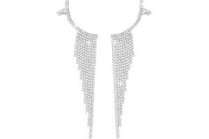 ARHZ Pendientes colgantes de borla de cristal, pendientes brillantes de cadena de borla larga de diamantes de imitación para novia, pendientes para mujer