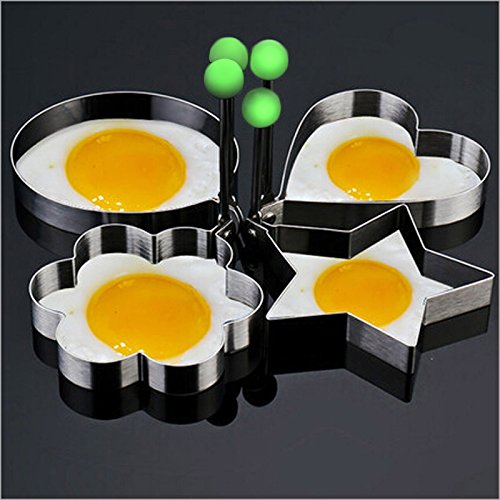 Omelet, ESAILQ 4PC dickes Edelstahl-Omelett-Form-Kontrolle Reis-Omelett-Form-Liebe - 7