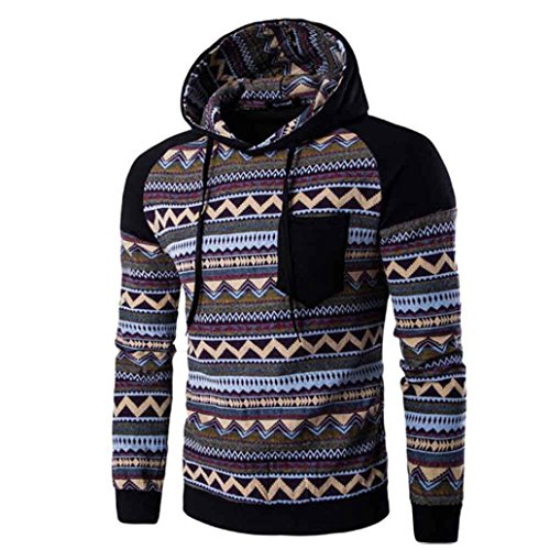 Preisvergleich Produktbild Elecenty Herren Kapuzenpullover Pullover, Mäntel Winterpullover mit Kapuze Aufdruck Slim Fit Sweatshirt Lange Ärmel Männer Kapuzenjacke Bluse Outwear Tops Bluse Oberbekleidung (L, Schwarz 2)