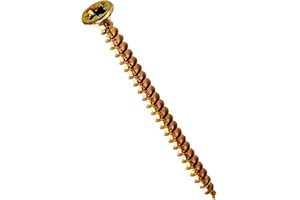 TIMCO Solo Chipboard & Woodscrews - Gold - 3.5 x 50 - Box of 200 - A single thread woodscrew mainly used in various types of timber and man-made boards or into masonry with the use of plastic plug