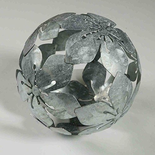 Kugel Dekokugel Gartenkugel *Flower* Metall Zink – D10cm - 2