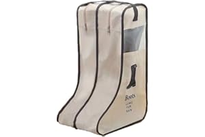 BSLVWG Portable Boot Storage Bag - Tall & Short Boots, Dustproof with Transparent Window, Shoe Sleeves for Travel & Outdoor Activities, Beige