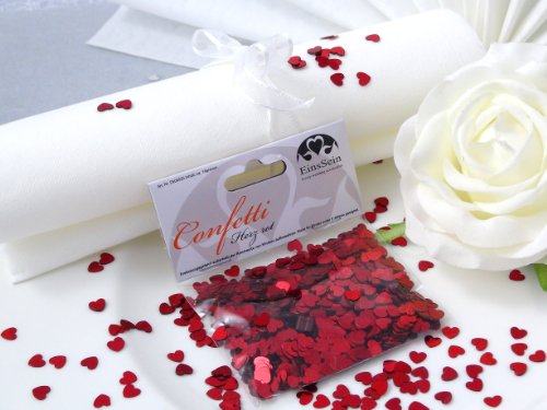 14g Streudeko Konfetti Hochzeit Herz klein rot metallisch Tischdeko Hochzeit