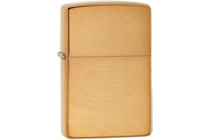 Accendino Zippo® Classic Brushed Brass 204B, Accendino Antivento Ricaricabile Zippo, Realizzato in Metallo con Caratteristico "click" Zippo, Color Oro Satinato, Made in USA, Ottima Idea Regalo