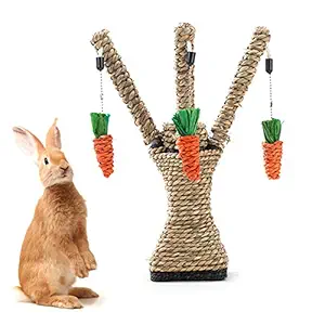 Hamiledyi Bunny Fun Tree Perfect Rabbits Chew Bite Toys Carrot with Guinea Pig Tooth Cleaning and?Small Animal Activity Play
