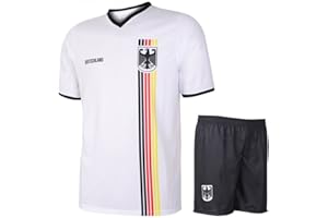 KINGDO Maillot de Foot Allemagne Domicile - Drapeau à Rayures - Enfant et Adultes